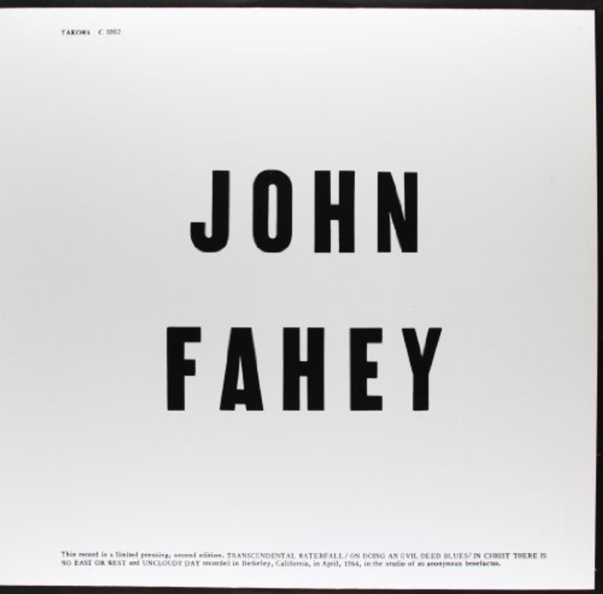 JOHN FAHEY “Blind Joe Death” LP cover art