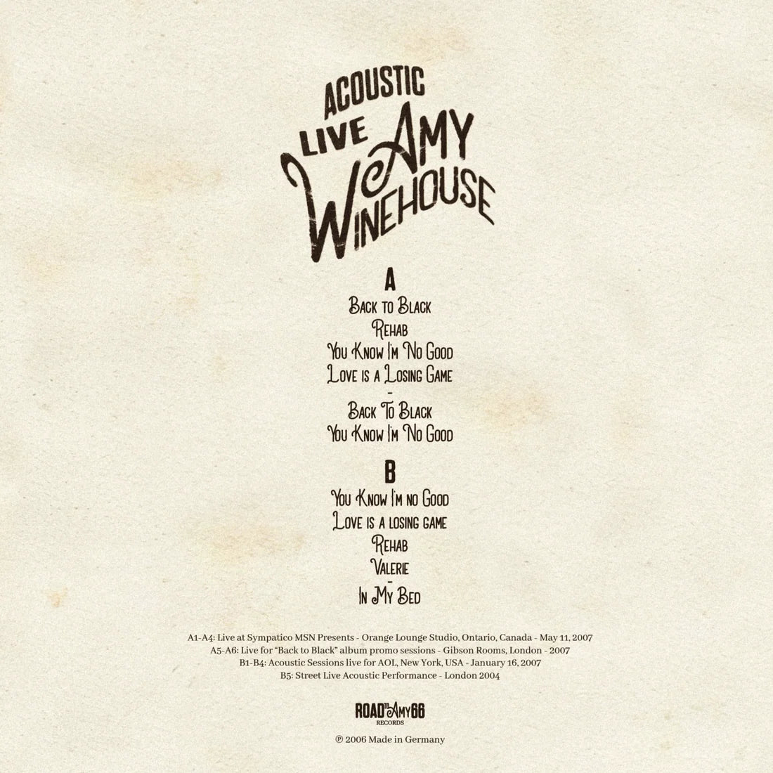 Amy Winehouse "Acoustic Live" LP