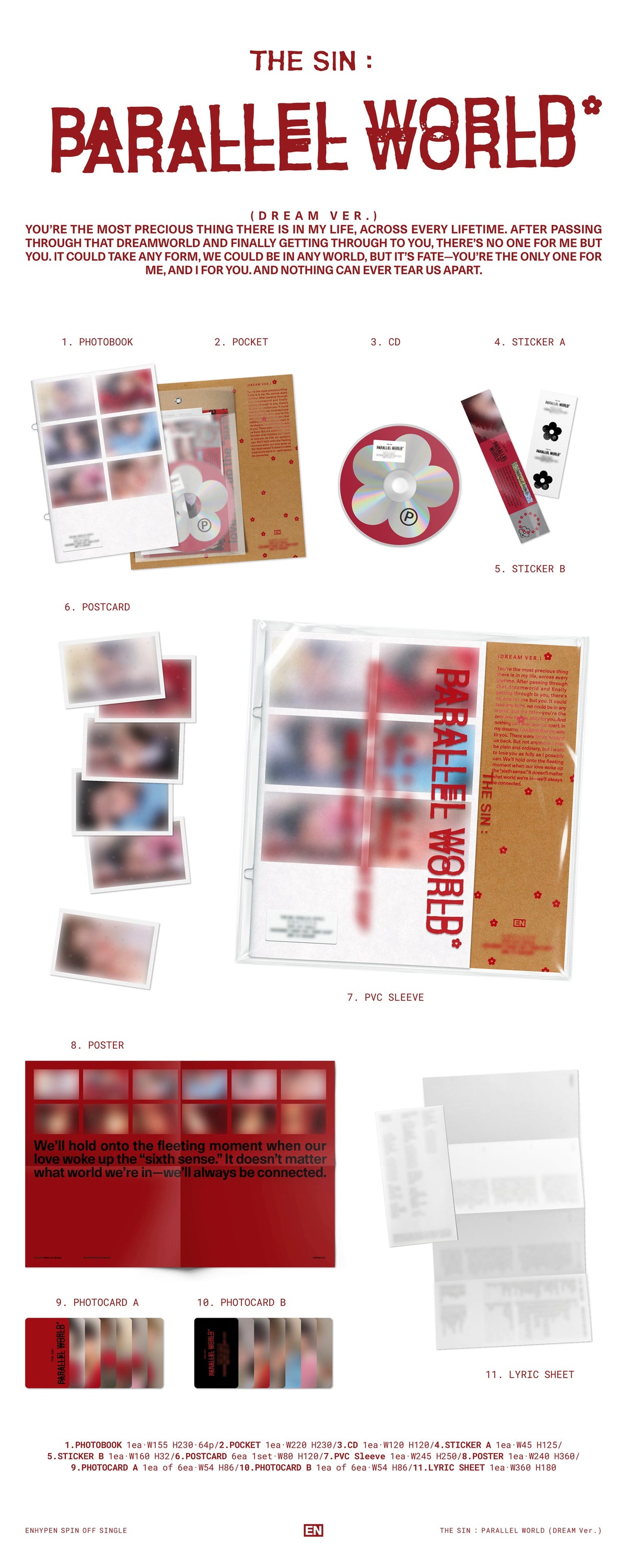 ENHYPEN "THE SIN : PARALLEL WORLD [DREAM Ver.]" CD packaging mockup