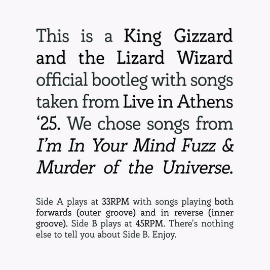King Gizzard and The Lizard Wizard "Songs from I'm In Your Mind Fuzz & Murder of the Universe Live in Athens '25" LP